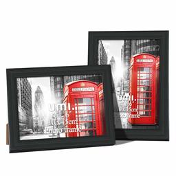 UMI. Essentials 6x4 Black Photo Frame for Desktop Display and Wall Hanging, 2 Pack