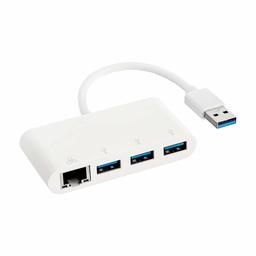 AmazonBasics White USB 3.0 Adapter with 3 x USB 3.0 Ports and 1 x RJ45 Gigabit Ethernet Port