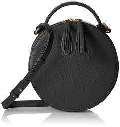 Amazon Brand - The Fix Hampton 2 Crossbody Bolso de piel con círculos, color negro