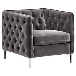 Amazon Brand – Rivet Eva Mid-Century Modern Tufted Velvet Down-Filled Accent Chair, 33.5