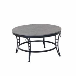 Artum Hill Armant Round Coffee Table in Cinder Gray with Round Table Top And Metal Legs