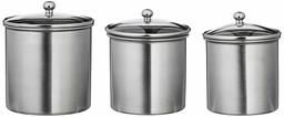 Amazon Brand - Solimo Stainless Steel Cansiters Set, 3-Pieces, Silver