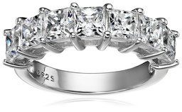 Platinum-Plated Sterling Silver Swarovski Zirconia 3 cttw Princess Ring, Size 7