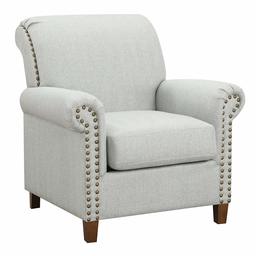 Amazon Brand – Ravenna Home Rolled Arm Nailhead Accent Chair, 35