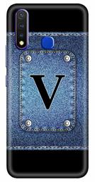 Amazon Brand - Solimo Designer Button Jeans Alphabet-V 3D Printed Hard Back Case Mobile Cover for Vivo Y19 / Vivo U20