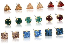 Multi Crystal Post Stud Earrings