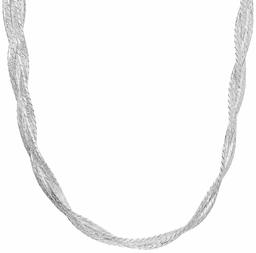 Amazon Collection chain-necklaces, Plata de ley chapada en rodio, One Size