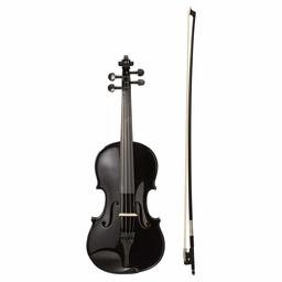 AmazonBasics Beginner Violin Bundle, Full Size, Solid wood,- Bow, Strings, Strap, Tuner, Rosin, and Case, Black