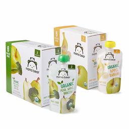 Amazon Brand - Mama Bear Stage 2 Pear Apple Broccoli and Apple Banana Variety Pack, 4oz Pouches (Pack of 12)