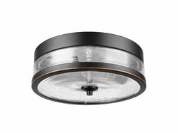 Amazon Brand - Ravenna Home Single-Light Flush-Mount Ceiling Light with Seeded Glass Shade, Vintage Edison Bulb Included, 3.8