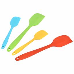 AmazonCommercial Non-Stick Heat Resistant Silicone Spatula Set, 2 Small & 2 Large Spatulas, Black, Pack of 4