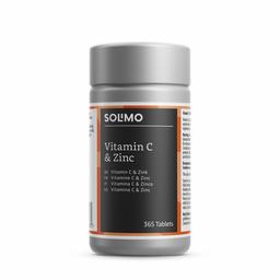 Amazon-Marke: Solimo Nahrungsergänzungsmittel mit Vitamin C 100 mg und Zink 15 mg, 365 Tabletten