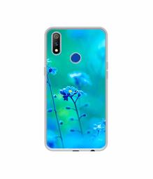 Amazon Brand - Solimo Designer Blue Flower UV Printed Soft Back Case Mobile Cover for Realme 3 Pro