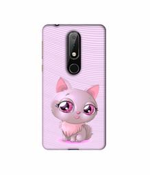 Amazon Brand - Solimo Designer Cute Pink Cat 3D Printed Hard Back Case Mobile Cover for Nokia 6.1 Plus