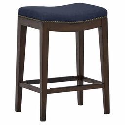 Amazon Brand – Stone & Beam Elden Nailhead-Trim Saddle Kitchen Counter Height Backless Stool, 26