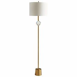 Amazon Brand – Rivet Mid Century Modern Crystal Glam Living Room Floor Lamp With Light Bulb - 58 Inches, Brass with Linen Shade