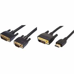 AmazonBasics DVI-I to VGA Cable - 6-Foot & HL-007347 HDMI Input to DVI Output Adapter Cable - 6 Feet