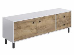 Amazon Brand - Movian Aggol 2-Door 2-Drawer TV Stand, 160 x 40 x 52cm, White/Brown Oak-Effect