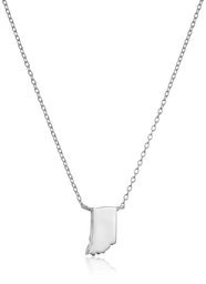 Sterling Silver Stationed Mini State Indiana Pendant Necklace, 16