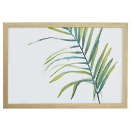 Amazon Brand – Rivet Modern Left Facing Palm Frond Leaf Print Framed Wall Art Decor - 15 x 21 Inch Frame, Wood-Tone