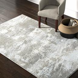 Amazon Brand – Rivet Distressed Medallion Area Rug, 5 x 8 Foot, Steel