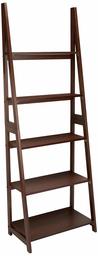 AmazonBasics Modern Ladder Bookcase With Solid Rubber Wood Frame - Walnut (Renewed)