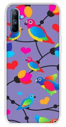 Amazon Brand - Solimo Designer Multicolor Flycatchers Birds Violet Patterns Design Printed Soft Back Case Mobile Cover for Realme C3