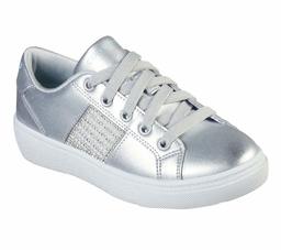 Concept 3 by Skechers Sheen & Luster Lace-up Sneaker, Silver, 3 Little Kid