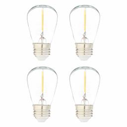 AmazonBasics Replacement LED String Light Bulbs S14 Shape, Edison Style, 1 Watt Power | 4-Pack (Renewed)