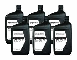 AmazonBasics Conventional Motor Oil, 10W-40, 1 Quart, 6 Pack (Renewed)