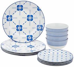 Amazon Brand - Solimo 12 Piece Dinnerware Set (Blue Floral)