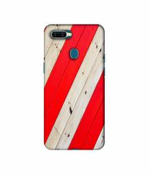 Amazon Brand - Solimo Designer Red and Cream Color Wood 3D Printed Hard Back Case Mobile Cover for Oppo A7