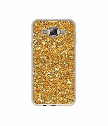 Amazon Brand - Solimo Designer Golden Sparkle UV Printed Soft Back Case Mobile Cover for Samsung Galaxy E5