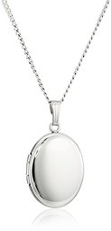 Sterling Silver Polished Oval Locket Necklace, 18