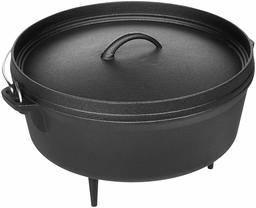 AmazonBasics Pre-Seasoned Cast Iron Camp Dutch Oven with Lid, 6-Quart