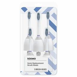 Amazon Brand - Solimo Sonic Replacement Brush Heads, 5 Count (Fits PHILIPS Sonicare Screw-On Electric Toothbrushes)