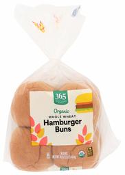 365 Everyday Value, Buns Hamburger Whole Wheat Organic 8 Count, 16 Ounce