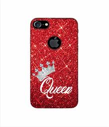 Amazon Brand - Solimo Designer Queen On Red Glitter 3D Printed Hard Back Case Mobile Cover for Apple iPhone 7 (with Logo Cut)