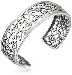 Sterling Silver Filigree Open Cuff Bracelet, 6.5