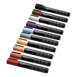 AmazonBasics Bullet/Chisel Reversible Tip Chalk Markers, Classic Colors, Bold Point