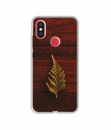 Amazon Brand - Solimo Designer Leaf on Wood UV Printed Soft Back Case Mobile Cover for Mi A2