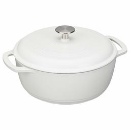 AmazonBasics SX-75QTYB Faitout en fonte émaillée - 6.9 L, blanc mat, 7.3 QT