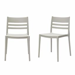 AmazonBasics Armless Slot-Back Dining Chair - Set of 2, Light Grey, Premium Plastic