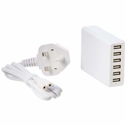 AmazonBasics 60W 6-Port USB Wall Charger - White