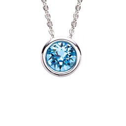 Silver Plated Swarovski Aquamarine Crystal Birthstone Pendant Necklace (March)