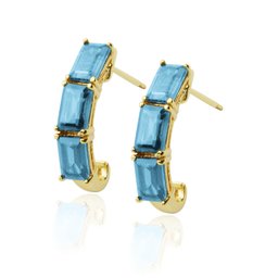 AJC Collection(AJC コレクション) スターリングシルバー925(ゴールドコーティング)ブルートパーズ ピアス S2A7L01200 Yellow Gold Plated Sterling Silver Blue Topaz Earrings