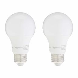 AmazonBasics 40W Equivalent, Soft White, Dimmable, 10,000 Hour Lifetime, A19 LED Light Bulb | 2-Pack