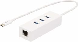 Amazon Basics - Hub USB 3.1 Tipo C a 3 Puertos USB con Adaptador Ethernet (renovado), Paquete de 5, Blanco