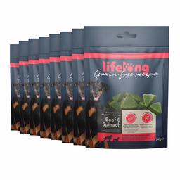 Marque Amazon - Lifelong - Friandises pour chiens, sans blé, avec mono-protéine,  avec mono-protéine avec bœuf et épinard  (8 pack x 240gr)