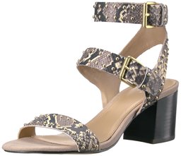 The Fix Amazon Brand Women's Bond Studded Block Heel Dress Sandal,Mushroom Python Print,9.5 B US